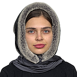 Жіноча хутряна хустка на голову з натурального хутра кролика рекс "Павук", фото 3
