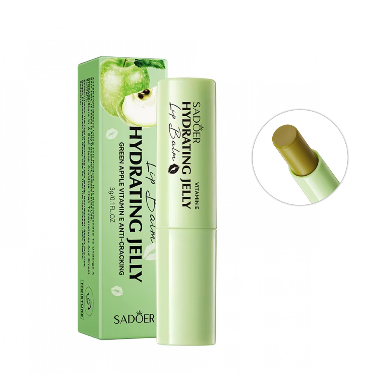 Бальзам-тінт для губ SADOER Hyaluronic Jelly Apple + Vitamin E відновлює, проти сухості та тріщин 3 г, фото 1