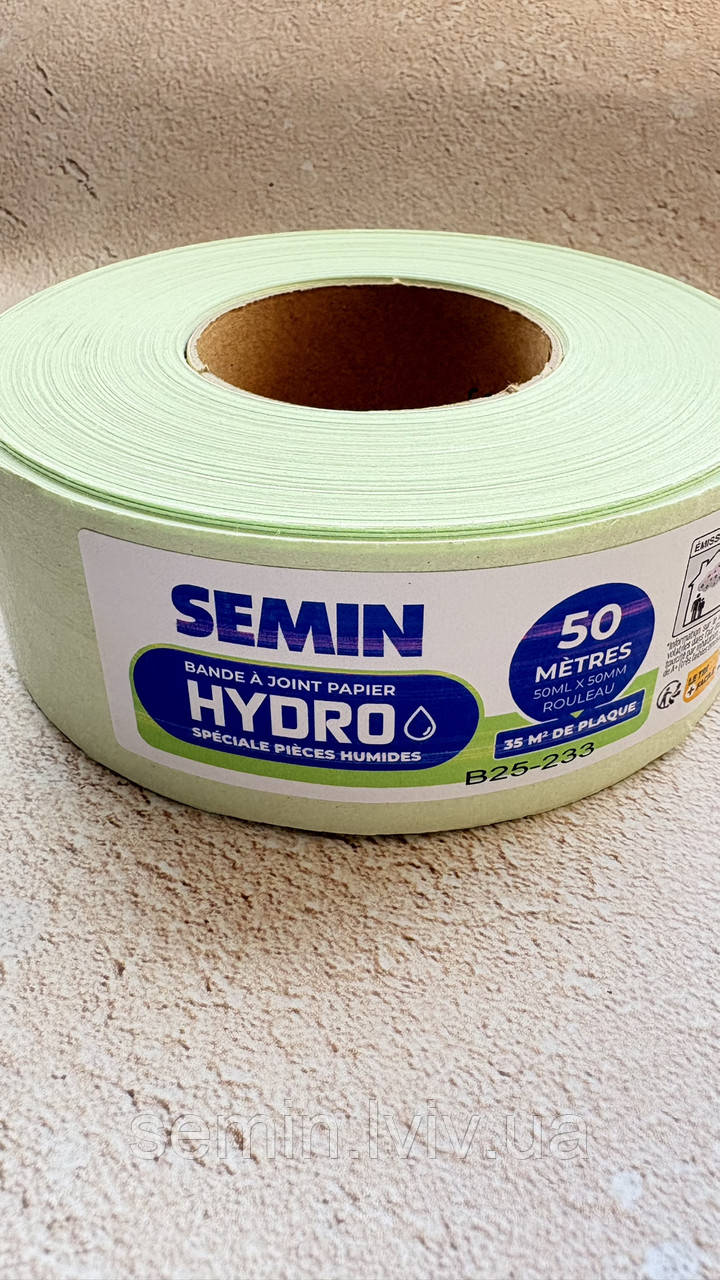 Паперова стрічка для швів SEMIN BANDE JOINT PAPIER HYDRO спеціально для вологих приміщень 50м, фото 1