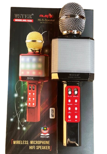 Бездротовий мікрофон караоке Wester WS-1828 Bluetooth 1800mAh RGB підсвічування Зміна голосу Чорний