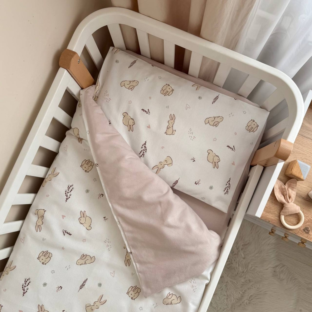 Дитяча постільна білизна фланель Зайчики з сердечками