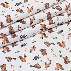 Фланель "Міні звірі на білому тлі", ширина 240 см