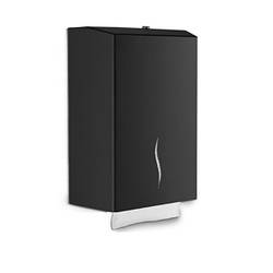 Металевий чорний настінний диспенсер для листового туалетного паперу