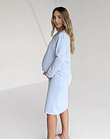 Тепла сорочка для годування (пастельний блакитний), фото 5