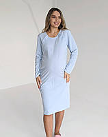 Тепла сорочка для годування (пастельний блакитний), фото 2