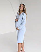 Тепла сорочка для годування (пастельний блакитний), фото 3