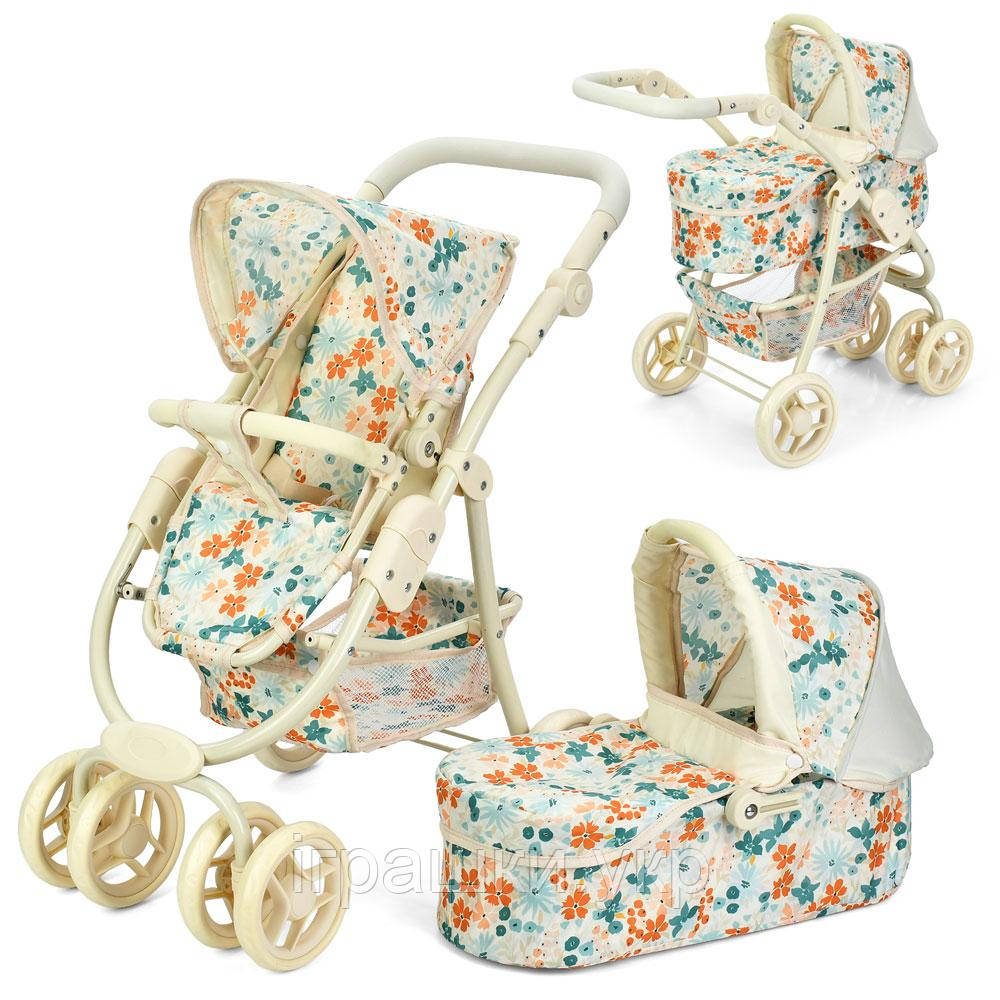 Коляска для ляльок Melogo 9662 M, квіти, фото 1