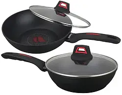 Глибока антипригарна сковорода з кришкою WOK Benson 24см BN-834