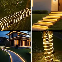 LED гірлянда із сонячною батареєю 10 м (тепле біле світло)