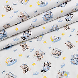 Фланель "Маленькі блакитні ведмедики з пустушкою і пляшечкою", ширина 240 см