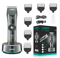 Потужна професійна стрижкова машинка з підставкою VGR V-256 / Універсальна машинка для стрижки волосся