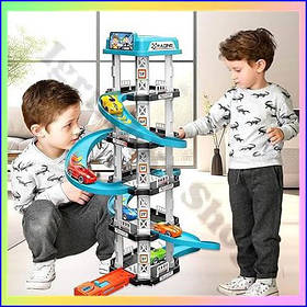 Дитяче багаторівневе паркування для машинок трек гараж автотрек гоночна траса 62 деталі іграшкова дорога для дітей
