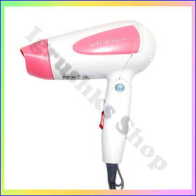 Фен для волосся Gemei GM 1756 міні дорожній складаний потужний 1200 Вт з трьома режимами обдування для укладання та догляду за