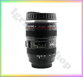 Чашка термокухоль у вигляді об'єктиву Canon для кави чаю подарунок для фотографа кухоль з кришкою з нержавіючої сталі