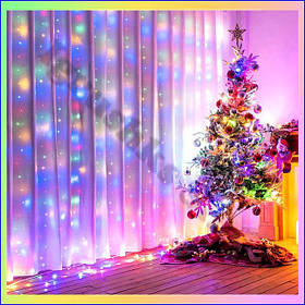 Гірлянда штора LED 212 світлодіодів 3х2 метри багатобарвна мультиколор з конектором для вікон та стін прикраса інтер'єру