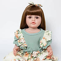 Дитяча лялька реборн Reborn дівчинка силіконова реалістична велика з одягом та аксесуарами Висота 53 см