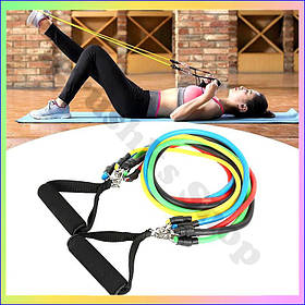 Набір еспандерів для фітнесу багатофункціональний джгути для вправ 5 гумок Power Resistance Bands з сумкою