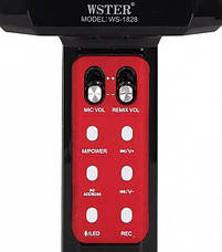 Бездротовий мікрофон караоке Wester WS-1828 Bluetooth 1800mAh RGB підсвічування Зміна голосу Чорний, фото 4