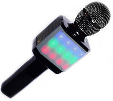 Бездротовий мікрофон караоке Wester WS-1828 Bluetooth 1800mAh RGB підсвічування Зміна голосу Чорний, фото 2