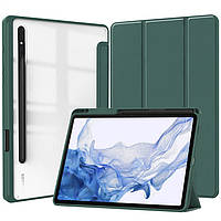 Чохол Clear Acrylic Samsung Galaxy Tab S10 Ultra SM-X920 SM-X926/Galaxy Tab S9 Ultra SM-X910 SM-X916 з місцем для стилуса Темно-зелений