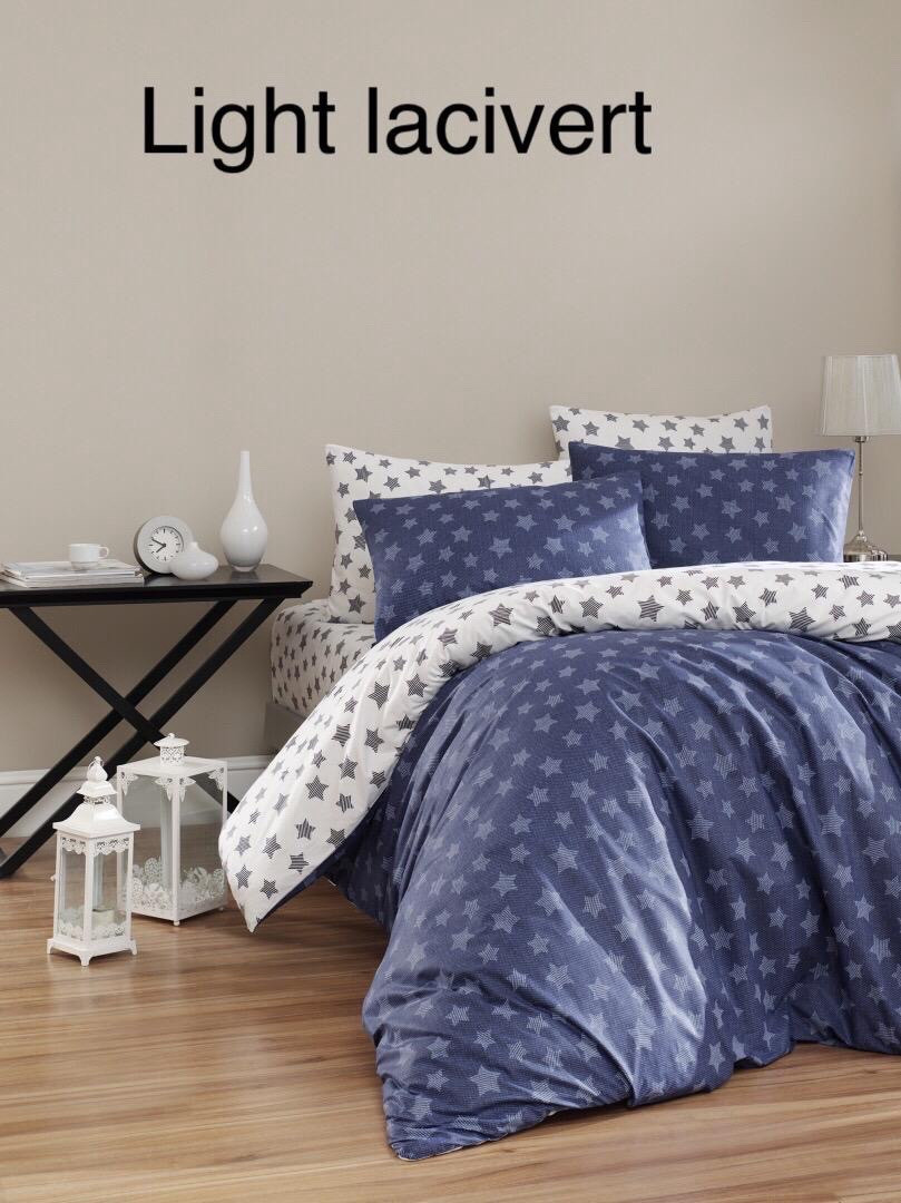 Постільна білизна İssi Home  євро розмір ранфорс Light lacivert, фото 1
