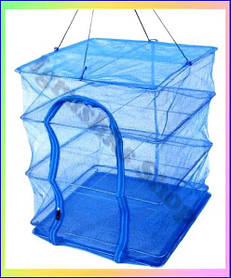 Сушарка для риби грибів овочів фруктів триярусна сітка для сушіння продуктів 45х45х70 см сітчаста сушарка для їжі