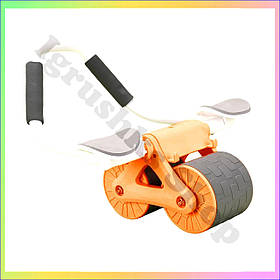 Тренажер для преса ролик з упором для ліктів та таймером фітнес ролик Supretto подвійний з ручками та підставкою для телефону