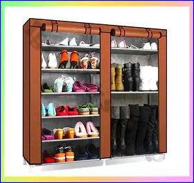 Шафа для взуття органайзер тканинна двосекційна з полицями для зберігання взуття та аксесуарів меблів для дому