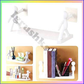 Універсальна полиця для ванної кухні підвісна пластикова на липких кріпленнях 33х14 см для зберігання косметики спецій іграшок