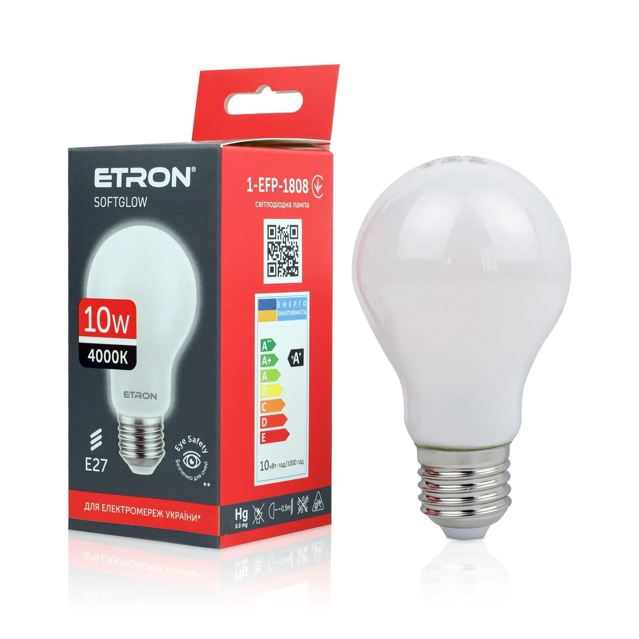 Філаментна LED лампа 10W 4000K A60 E27 ETRON SoftGlow 1-EFP-1808 Filament, фото 1