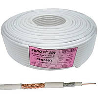 Кабель RG-6 EuroSat (1,02CU+96/0,12CCA), діам-6,8мм, білий, 100м