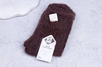 Шкарпетки жіночі зимові пухнасті норкові, коричневі