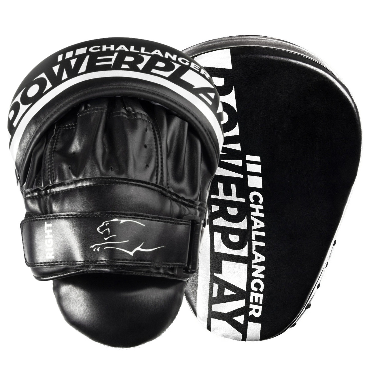 Лапи боксерські PowerPlay 3041 Challanger Чорно-Біліі PU [пара]