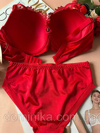 80/85/90/95/100D Елегантний комплект білизни Weiyesi D з поролоном і середньою посадкою червоний, фото 2