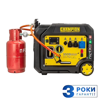 Двопаливний інверторний генератор 4-5,5 кВт, газ/бензин, Champion 501003-UA