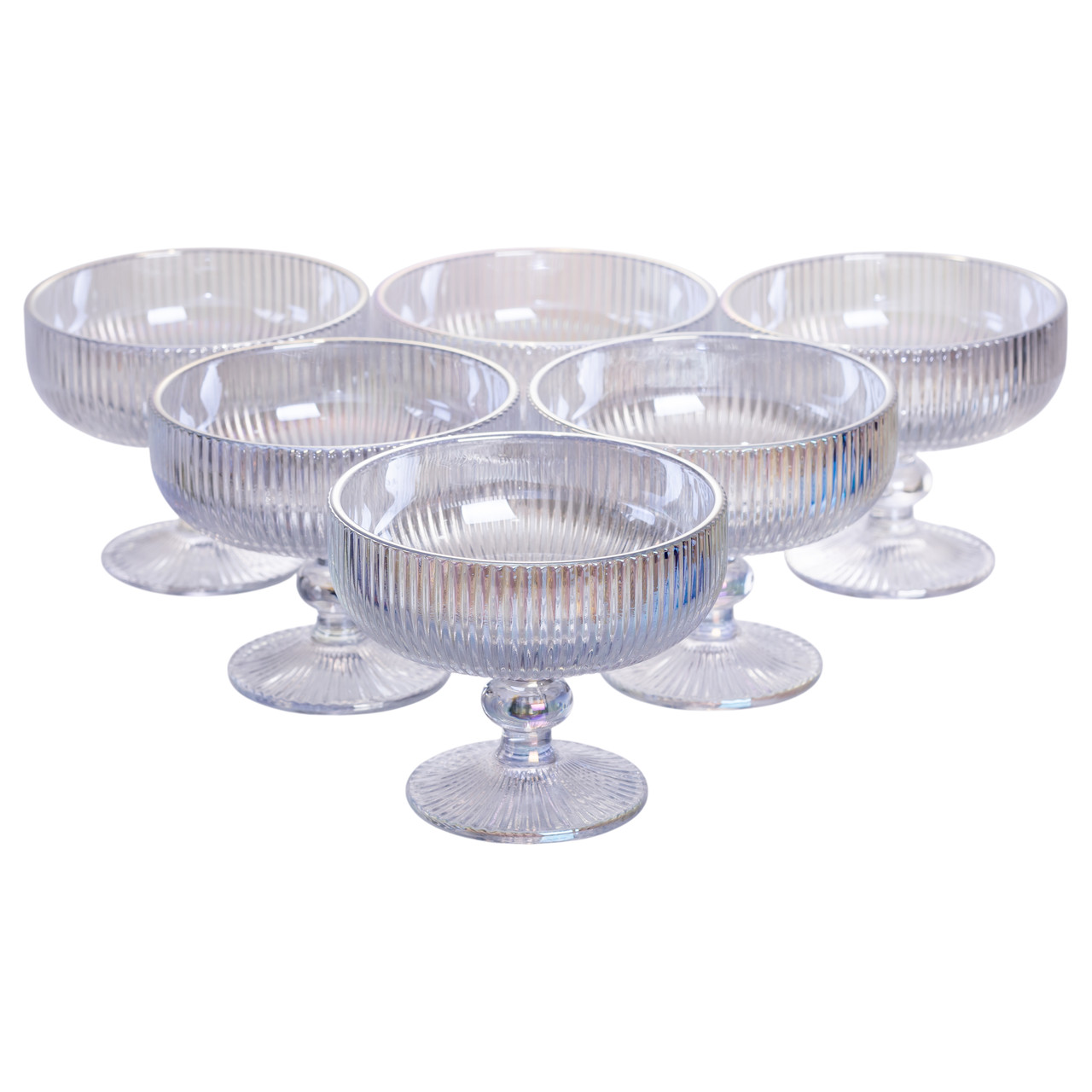 Набір креманок на ніжці 6 шт 400 (мл) скляні креманки для морозива, фруктів, десертів Сірий, фото 1