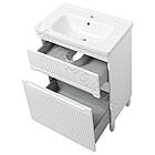 Тумба підлогова ЮВВІС Aria ТНБ-2 Д біла матова з умивальником Fenova 65 см, фото 2