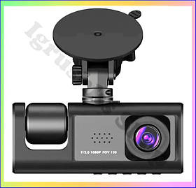 Відеореєстратор три камери Full HD 1080 автомобільний DVR Z37 із записом заднього виду та салону для машини