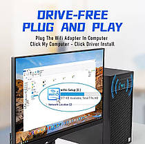 Дводіапазонний адаптер AX1800 WiFi 6 2.4/5 ГГц USB 3.0, фото 5