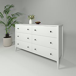 Білий дерев'яний комод "Хюгге" в спальню на 6 ящиків 140 см