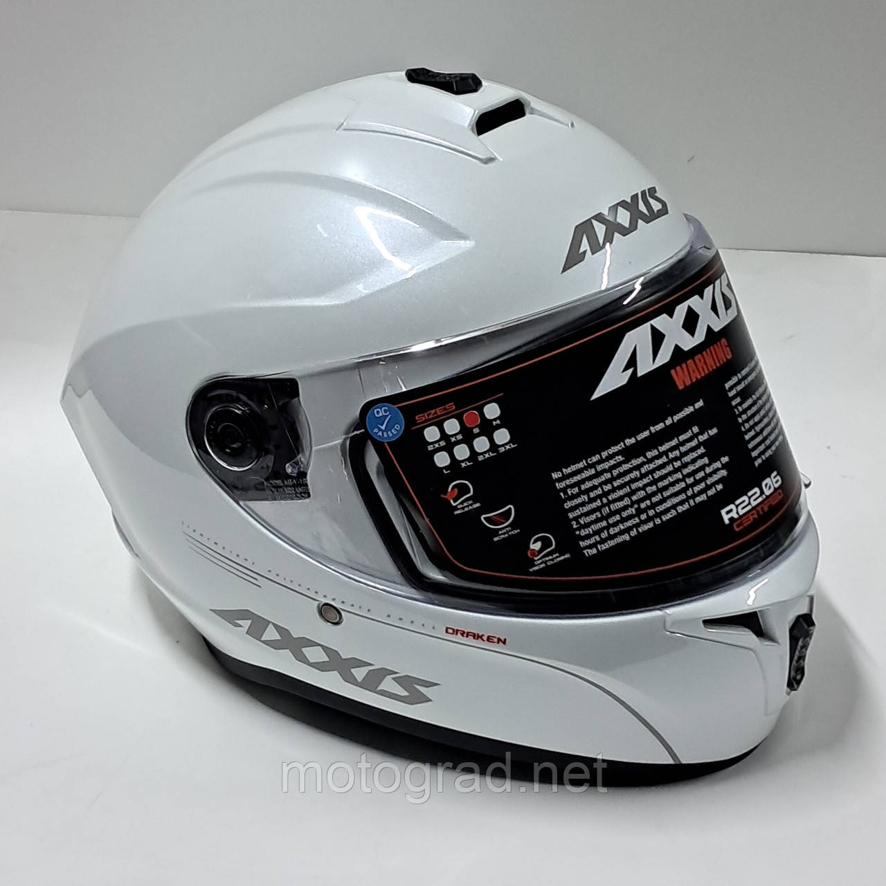 Мото Шолом Інтеграл AXXIS V.2 Solid Gloss White S 55cm, фото 1