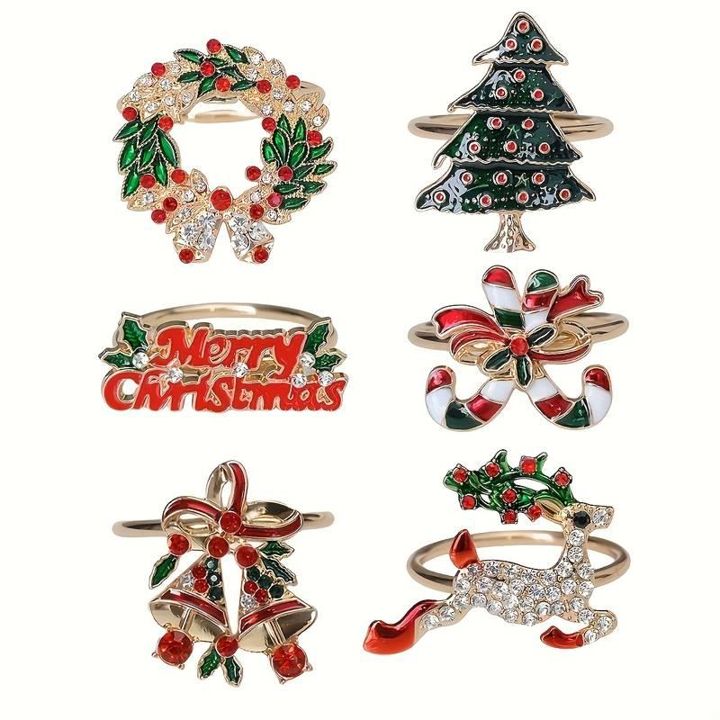 Набір кілець для серветок Різдвяний мікс 6шт золото Mv056