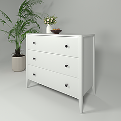 Білий комод "Хюгге" з натурального дерева клен