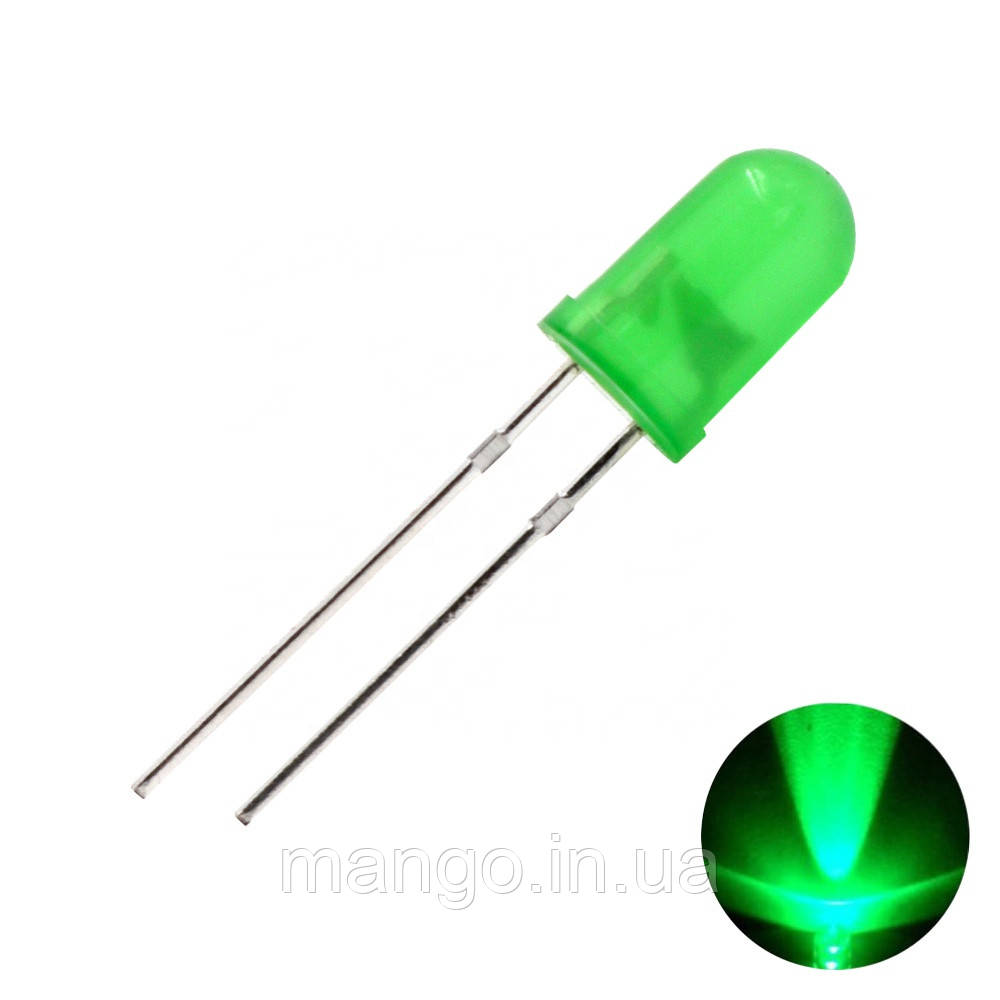 LED світлодіод 3мм 1.8-2В 20мА зелений 1000 шт – комплект діодів для пайки, підсвітки та індикації, фото 1