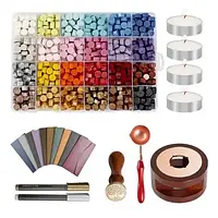 Подарунковий набір для сургучних печаток 24 кольори свічки ложка штамп конверти