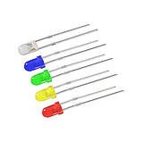 LED світлодіоди 5мм набір 100шт 5 кольорів червоний зелений синій білий жовтий Arduino, фото 2