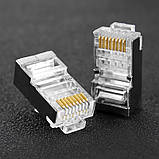 Конектори RJ45 8P8C екрановані, набір 100 шт, для кабелю Cat5e/Cat6, мережеві роз’єми, фото 3