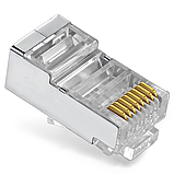 Конектори RJ45 8P8C екрановані, набір 100 шт, для кабелю Cat5e/Cat6, мережеві роз’єми, фото 4