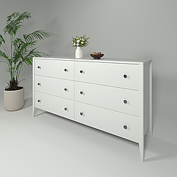 Білий дерев'яний комод "Хюгге" в спальню на 6 ящиків 160 см