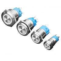 Кнопка 22 мм фіксуючася 12–24 В біла LED 5 pin 22F-11EZ, металева з підсвічуванням